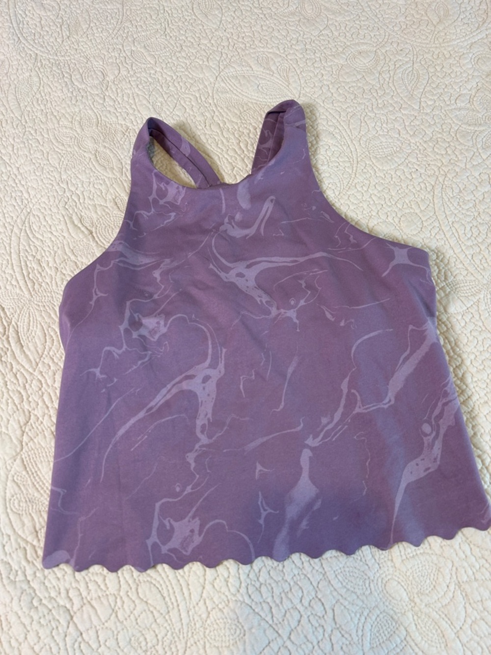 Women's Purple Marble-Print Racerback Tank Top